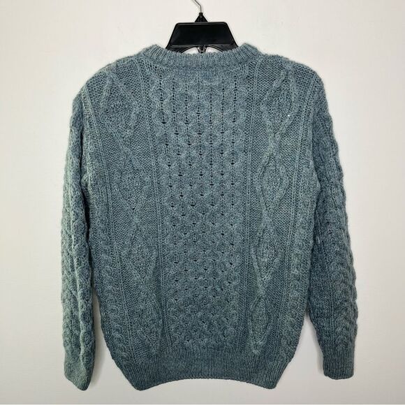 Vintage Blarney Woolen Mills Dusty Blue Cable Knit Sweater - Picture 6 of 6